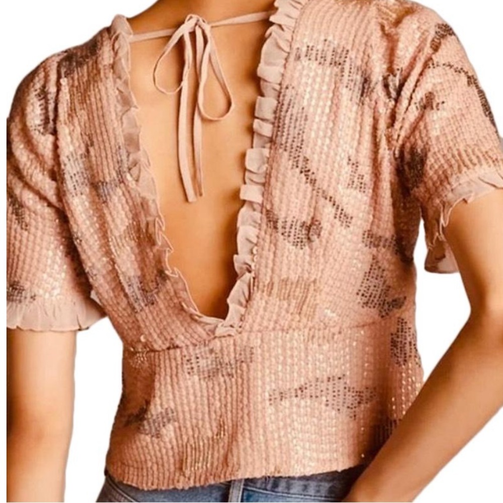 Girl Forever That Sequin Crop Top. Pink Top. Anthropologie Size S. Brand New